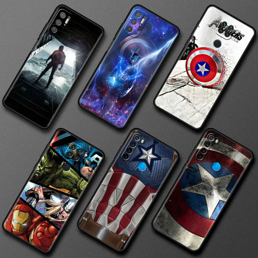 

Case For Xiaomi Redmi Note 11 10 Pro 9 9S 10S 8 7 8T K40 9A 9C 9T Fashion Phone Cover Soft Silicone Shell Captain America Fundas