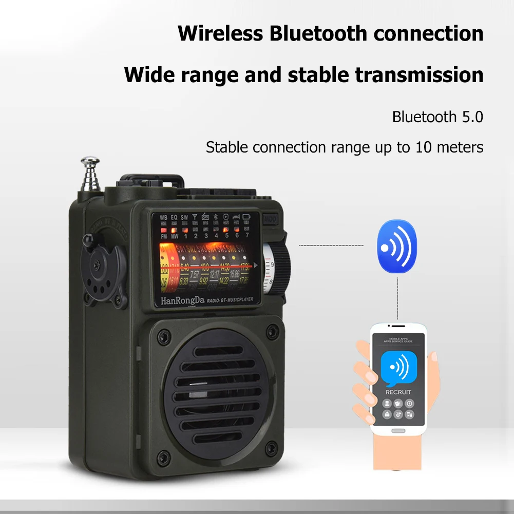 Портативный музыкальный радиоприемник HRD700 HRD701 FM/MW/SW/WB Bluetooth колонка поддержка