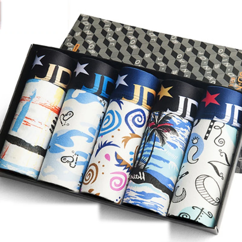 5pcs / Men`s Underwear Cotton Boxer Men's Underwear Comfortable And Breathable Flat Foot Underwear Boxer Printed Sexy Shorts