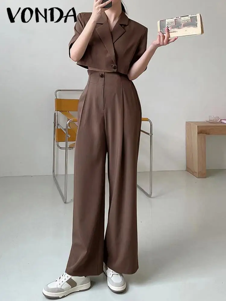 

Комплект женский летний из топа на молнии, с коротким рукавом и брюк с высокой талией