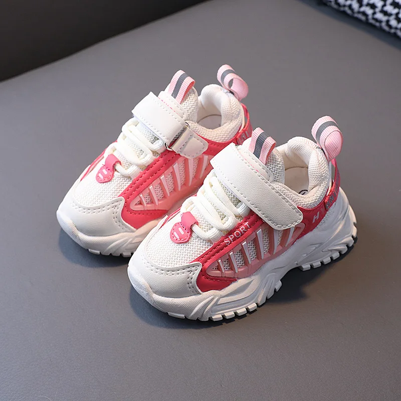 

2022 Children Sports Shoes Boys Comfortable Rubber Sole Girl Toddler Shoes Breathable Mesh Spring Autumn Kids Running Sneakers