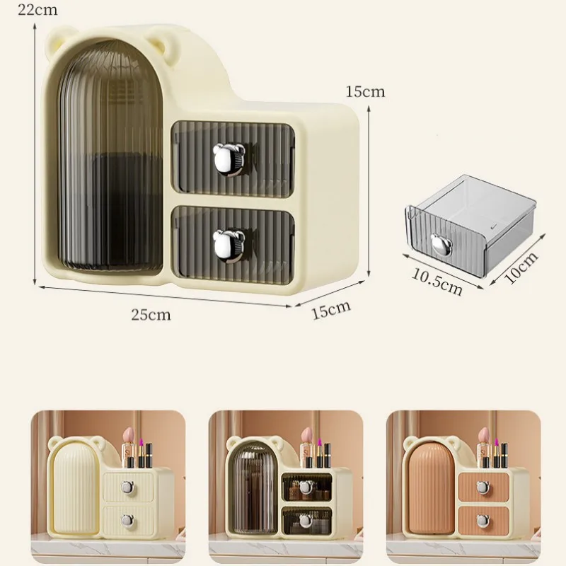 Органайзер для макияжа с ящиком 360° ° Вращающийся держатель косметических кистей
