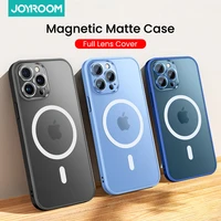 joyroom magnetic case for iphone 13 12 pro max matte back cover for iphone 13 pro max case wireless charger with lens glass