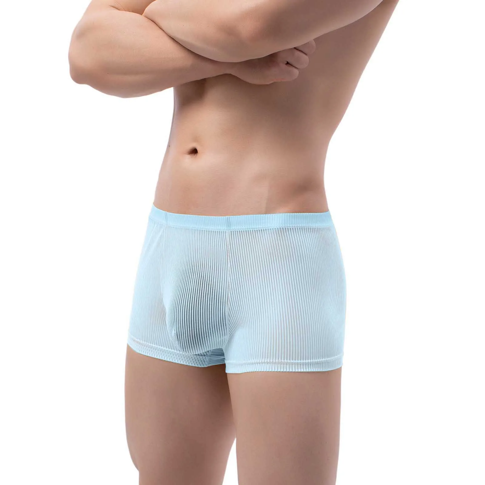 

Men's Boxer Shorts Translucent Thin Quick-drying Underwear U Convex Pouch Arrow Panties Comfortable Home Lounge Tanga Hombre
