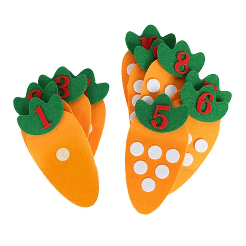 

1-10 Montessori Educational Toy Non-woven Children Puzzle Handmade DIY Math Toys Kindergarten Carrot Match Digital Teaching Aids