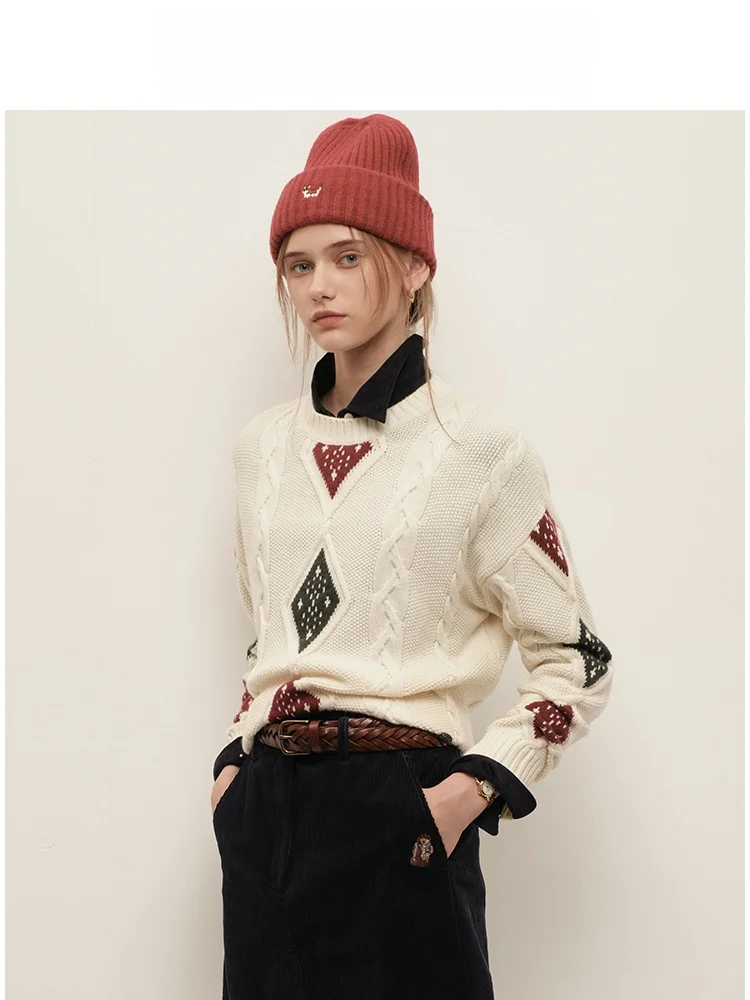 Teenieweenie Bear 2024 зимняя одежда новый консервативный свитер в стиле ретро с витым