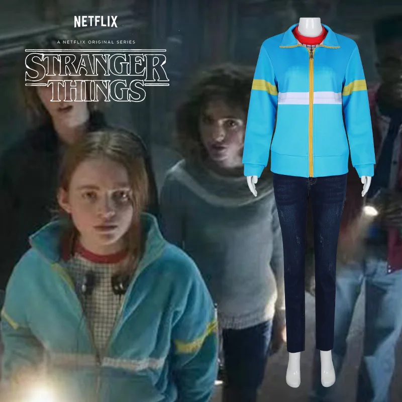 

Stranger Things Max Mayfield Cosplay Costume Set Coat Jacket Lining Pants Suit Halloween Props