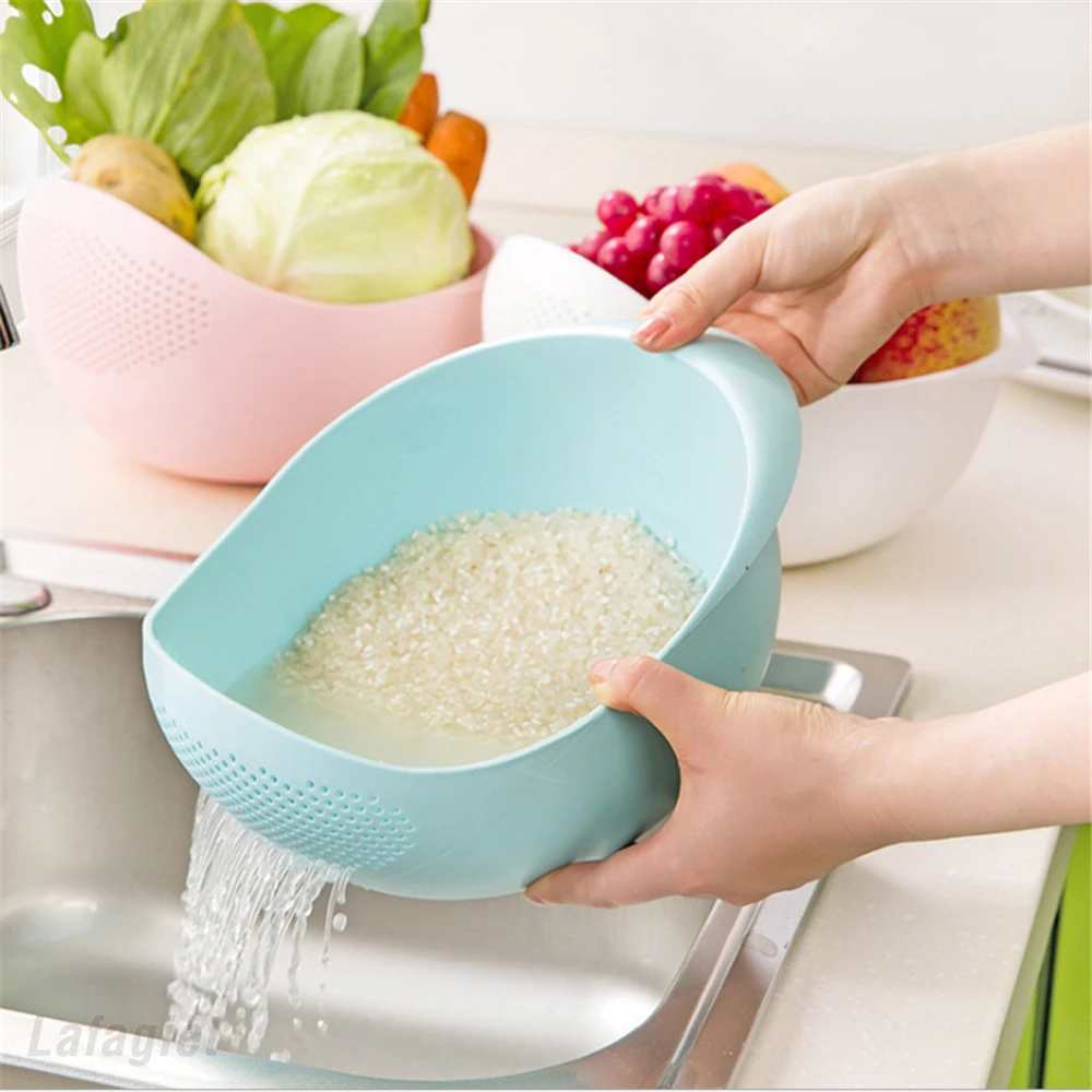 

Household Rice Sieve Washing Filter Strainer Basket Fruit Vegetable Drainer Beans Peas Sieve Cleaning Gadget Kitchen Supplies