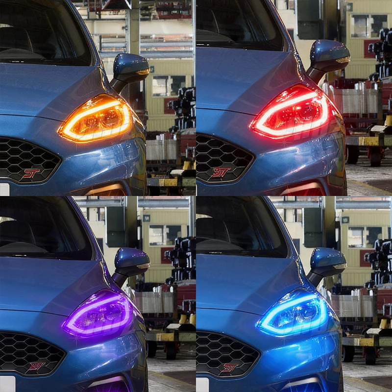 Фото Желтый янтарный светодиодный чип «ангельские глазки» DRL для Ford Fiesta MK7 MK8 2017-2021 Focus MK4 C519 дневные ходовые огни H1BB-13D278-AC №5