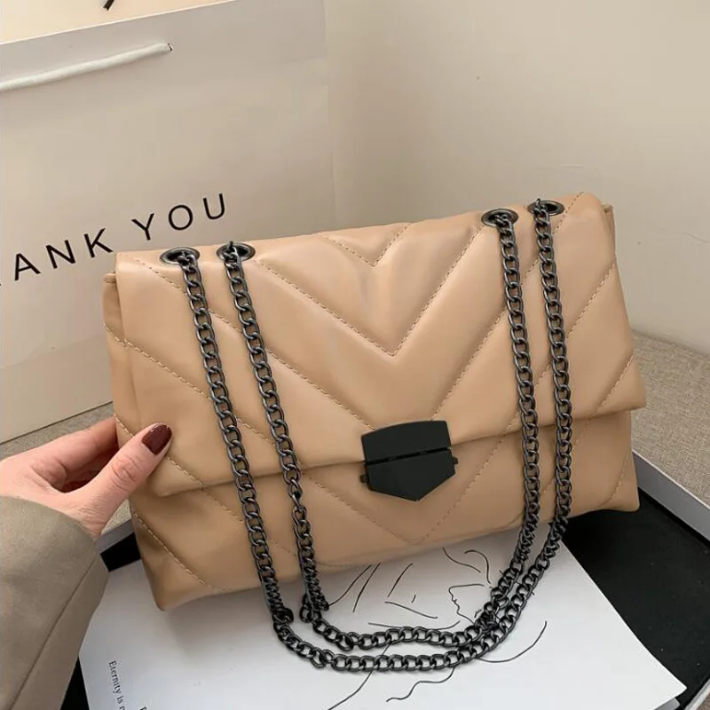 

Новые повседневные сумки через плечо с цепочкой для женщин, модная простая сумка на плечо, женские дизайнерские сумки, сумки-мессенджеры из искусственной кожи