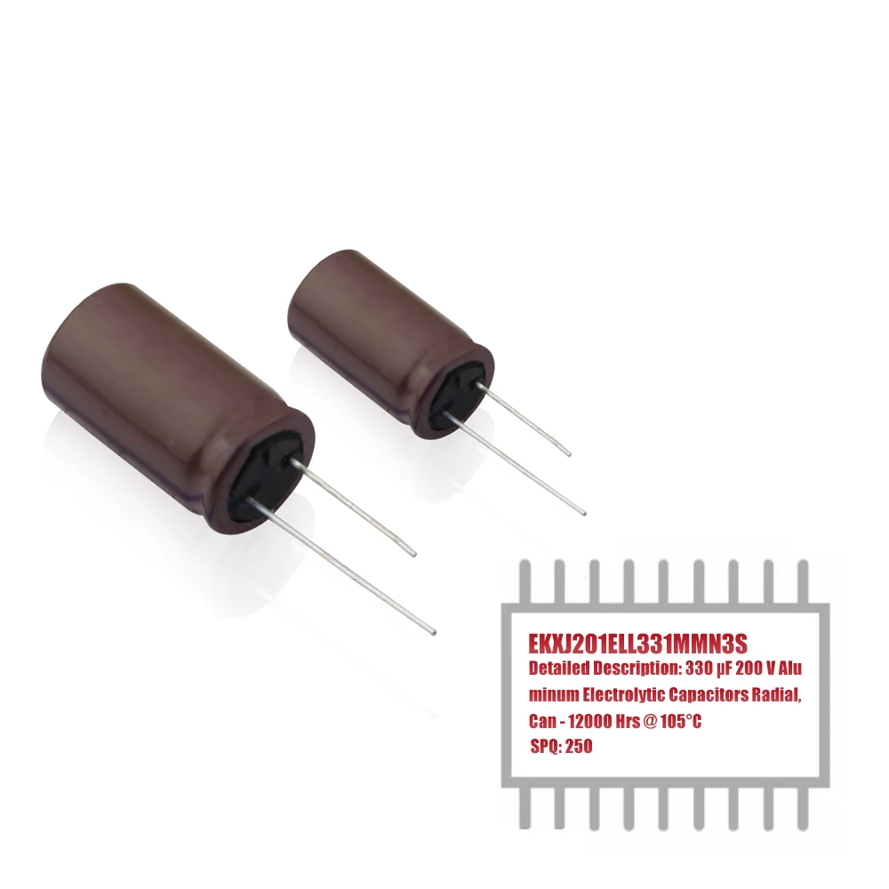 MY GROUP 250PCS EKXJ201ELL331MMN3S 330 uF 200 V Aluminum Electrolytic Capacitors Radial, Can - 12000 Hrs @ 105°C in Stock