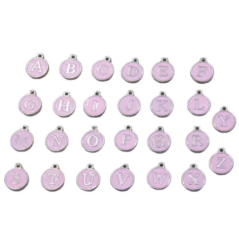 Подвески для ожерелья с буквами розового цвета, 50 шт., 12 х15 мм, 26 шт.