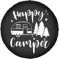 happy camper pattern print spare tire cover waterproof dust proof uv proof wheel tire covers many suv vehicle compatible 17 inch
