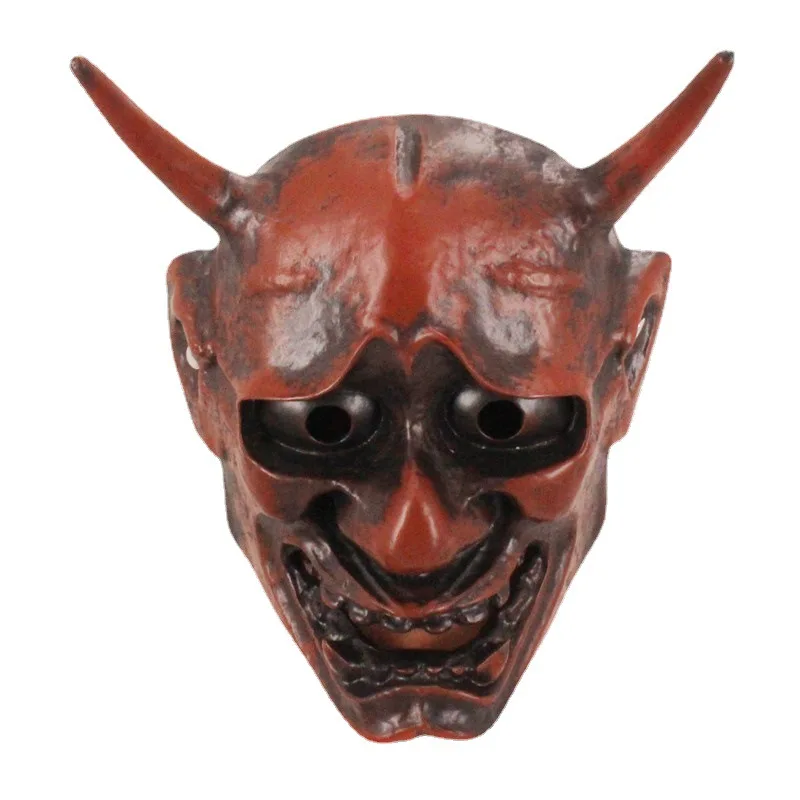 

Adult Unisex Halloween Face Masks Japanese Hannya Demon Oni Samurai Noh Kabuki Prajna Devil Mask Resin Party Full Face Masks