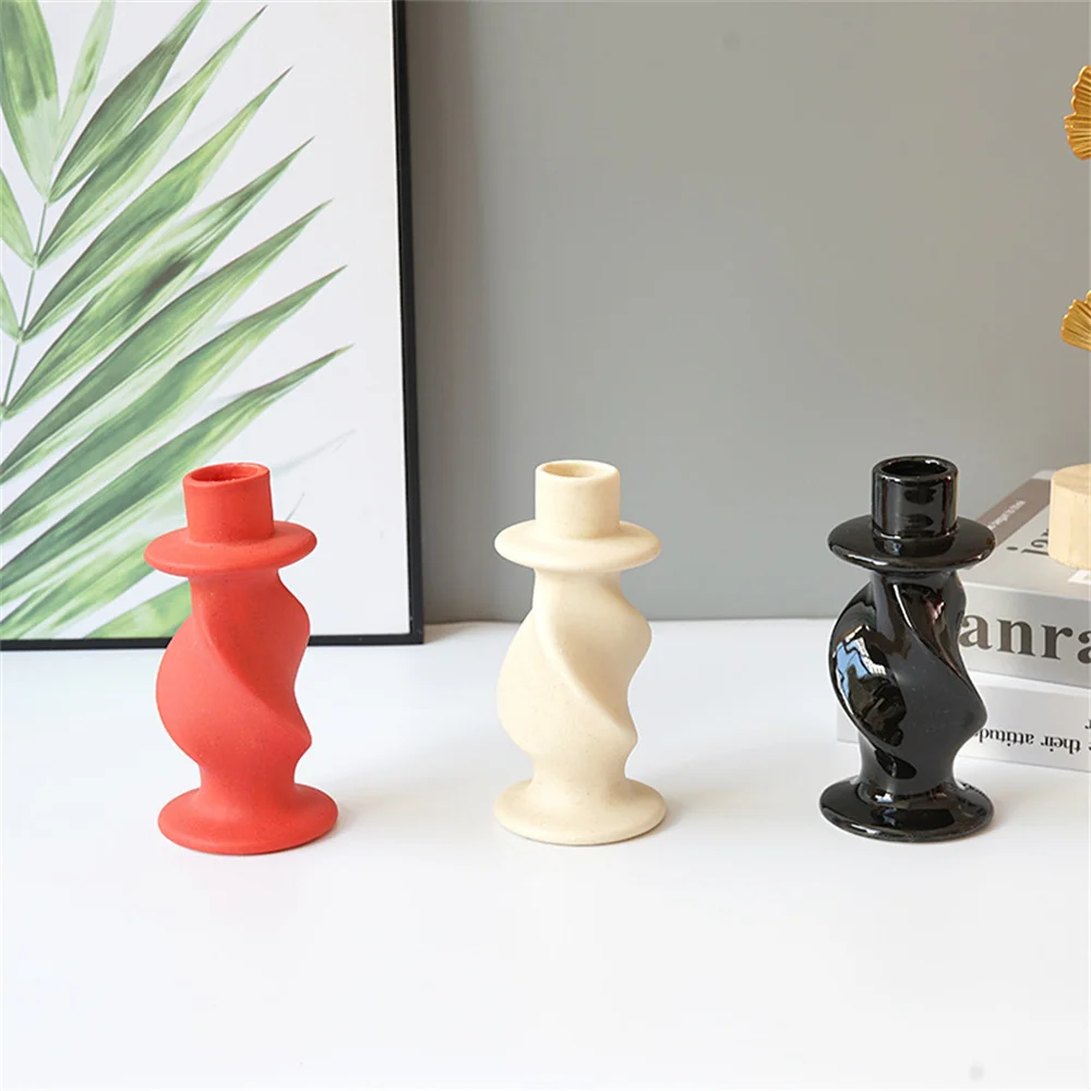 

Ceramic Candlestick Nordic Modern Wind Living Room Candle Holder Bedside Table Windowsill Tray Dining Table Modern Simple