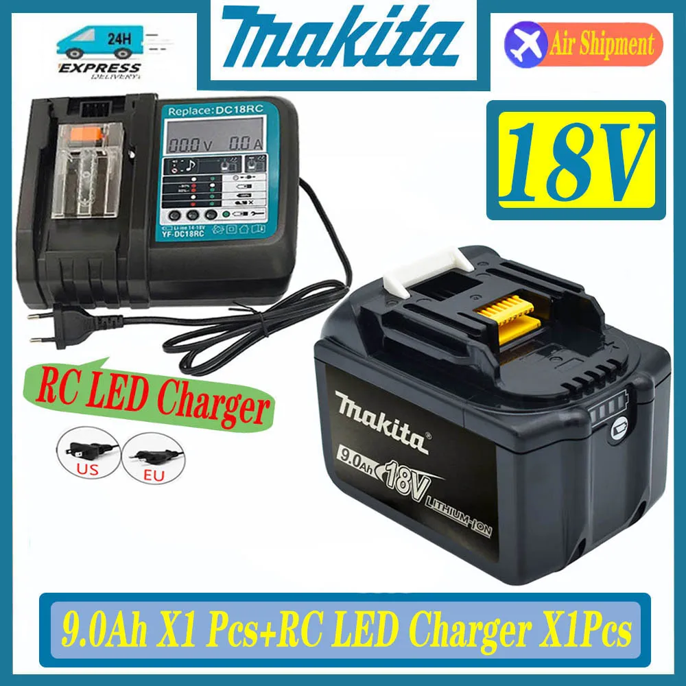 

100% Оригинальная Аккумуляторная батарея Makita 18В 9 Ач, для Makita BL1830 BL1830B BL1840 BL1840B BL1850 BL1850B, аккумулятор для электроинструментов