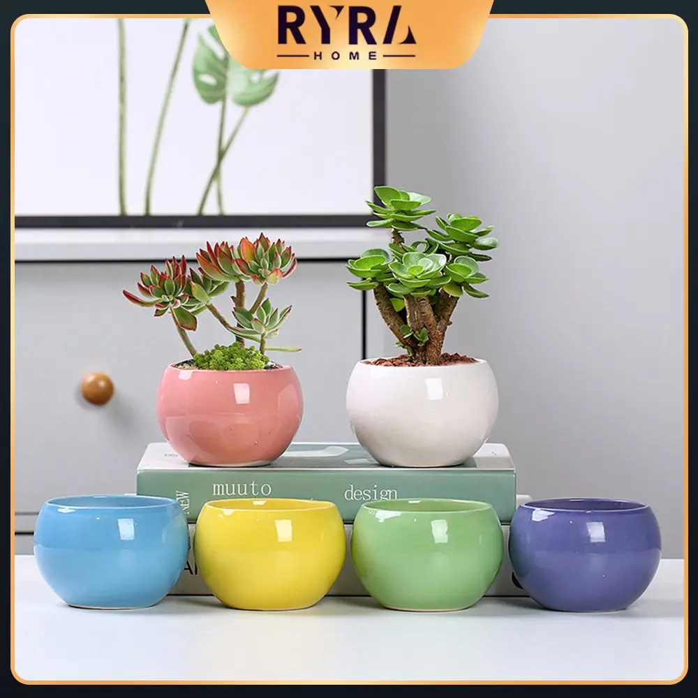 

6 Color Lazy Flower Pot Outer And Inner Pot Imitation Porcelain Series Garden Plastic Self Watering Flowerpot With Cotton Rope