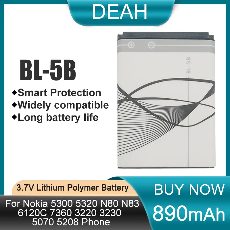 Новая аккумуляторная литиевая батарея для телефона Nokia 3 7 890 N80 N83 6120C 5300 5320 7360 3220 |