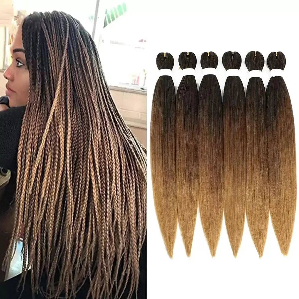 

26 Inch Pre stretched Easy Braiding Hair Extensions Professional Easy Braids Synthetic Fibers Itch Free Yaki Texture