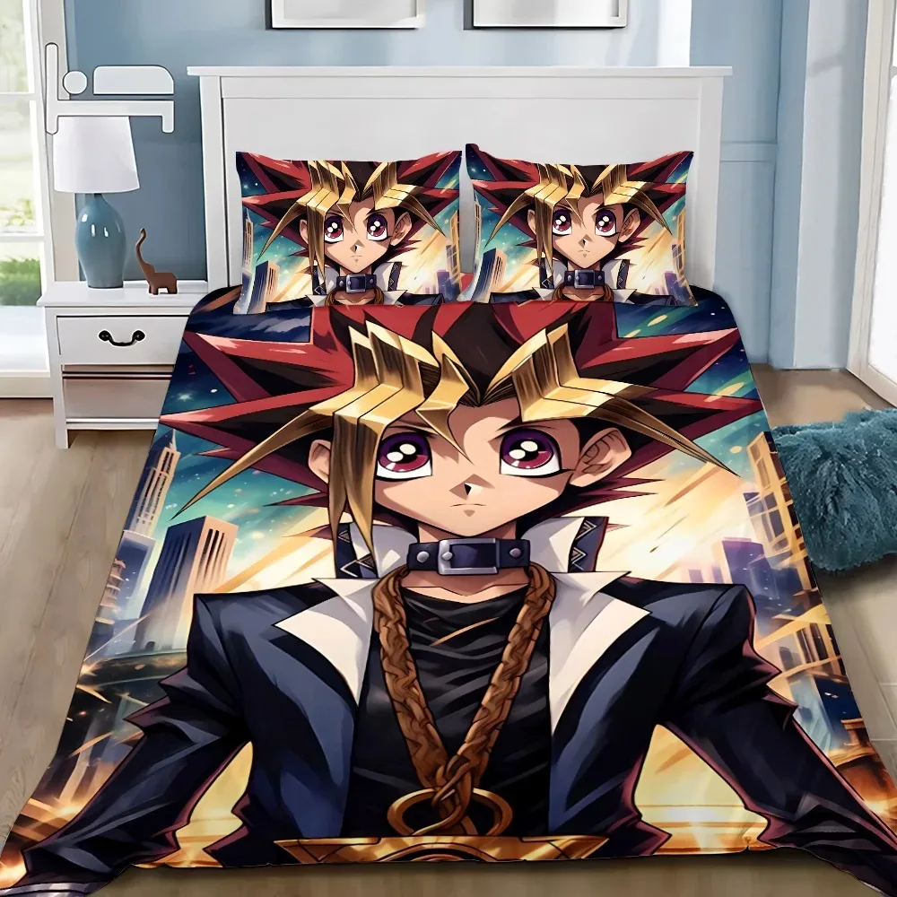 Фото Комплект постельного белья с аниме-принтом Yu-Gi-Oh! Фараон Атем, пододеяльник, наволочка, для взрослых, мальчиков и девочек, для спальни, подарок для детей, односпальный, двуспальный, большой размер №5