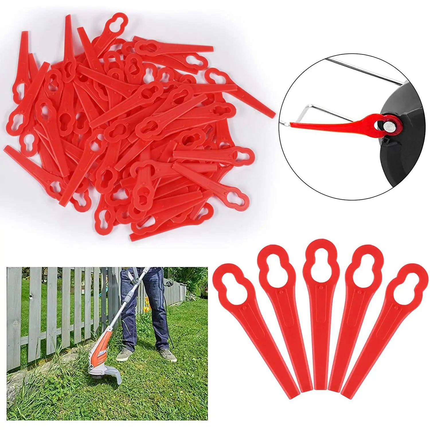 80 Pcs 8.3CM Plastic Grass Trimmer Blade Replacement Blades Lawn Mower for Bosch Einhell