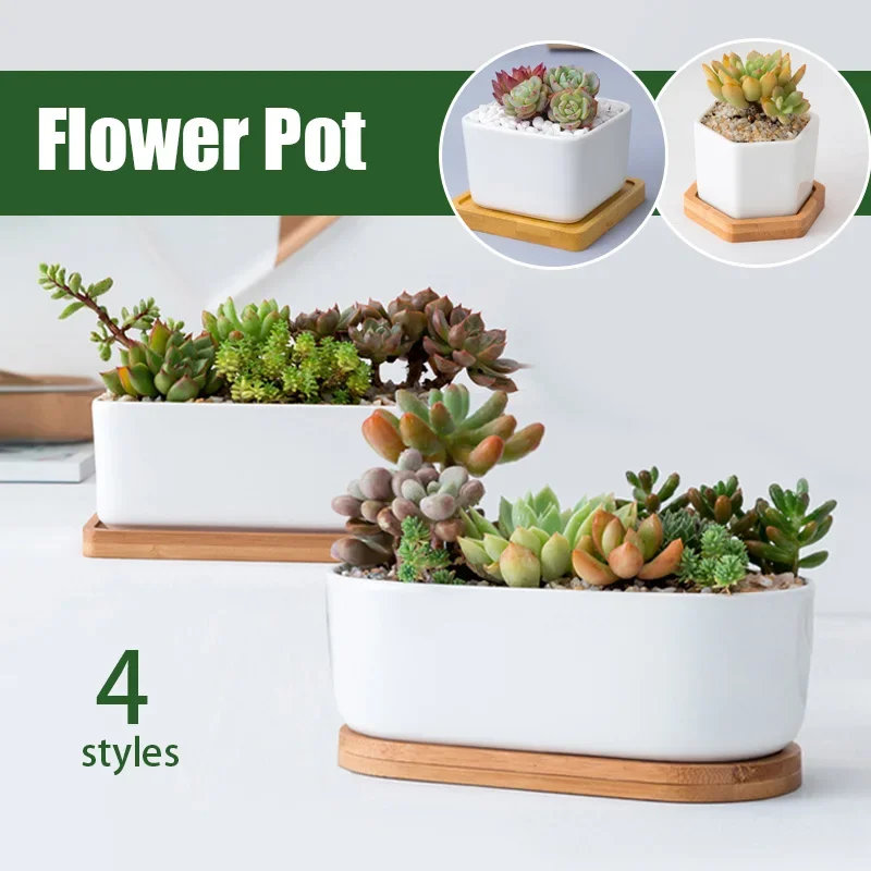 Минималистичный белый креативный Настольный керамический цветочный горшок с