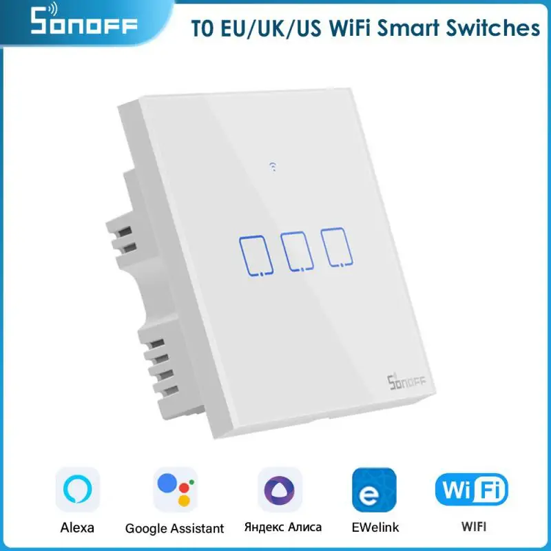 

SONOFF TX Series T0 EU/ UK/ US Smart Home Switch Wifi Touch Switches Wall Light Switch Wireless App Voice Remote Control