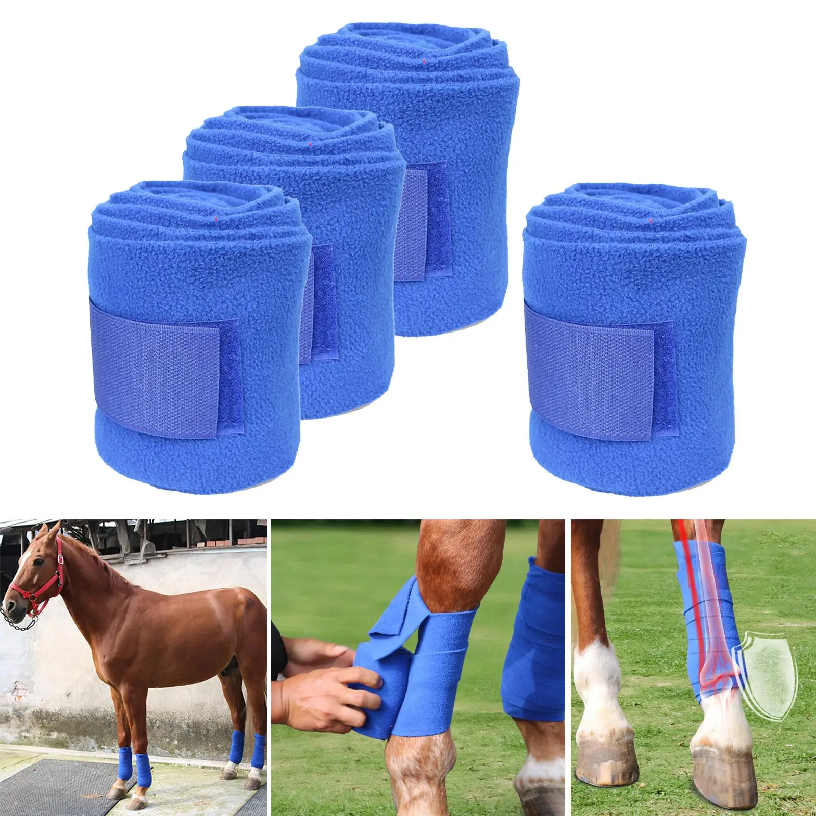 

4Pcs Horse Leg Wraps Polar Fleece Pony Legging Wrap Equestrian Riding Racing Leg Protection Wraps Bandage Leg Guards