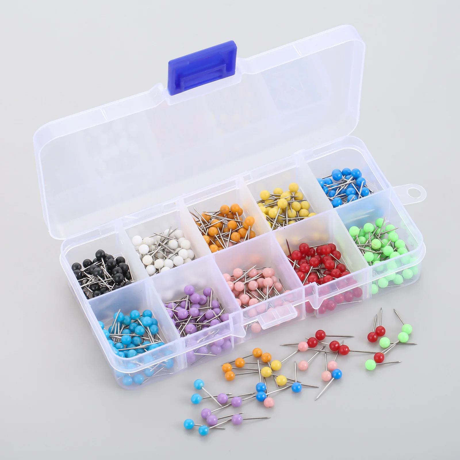 

500xmap Tacks Pins (50 Pieces Each Color) Multicolor Round Standard Push Pins Set Plastic Calendar Mark Office School Supplies