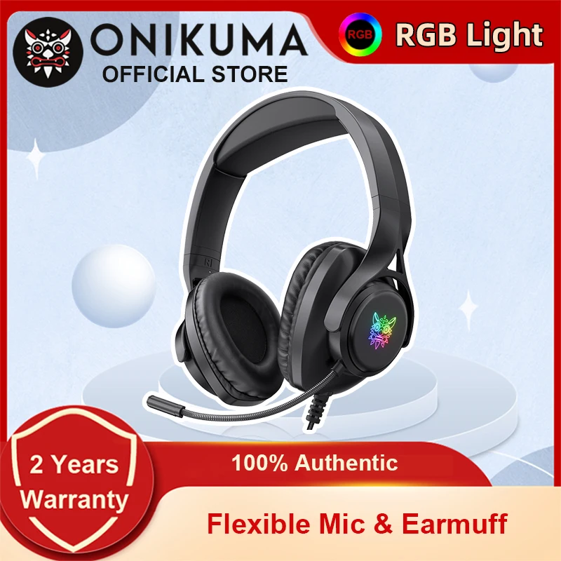 

ONIKUMA X16 Wired Gaming Headset RGB Over-ear Headphone Surround Sound Stereo Headsets with Noise Cancelling Mic for PC PS4 Xbox