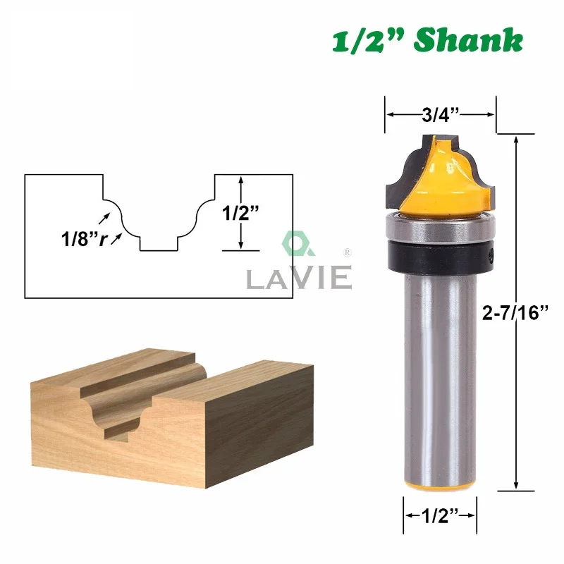 

1pc 12mm 1/2" Shank Faux Ogee Router Bit C3 Carbide Tipped Woodworking Cutters 12.7mm Wood Milling Cutter Carving