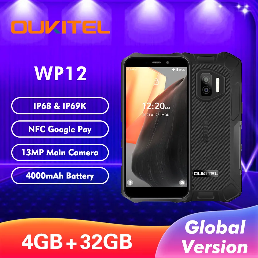OUKITEL WP12 экран 5 дюйма HD + Android 11 4 Гб ОЗУ 32 ПЗУ четырехъядерный процессор 720x1400 4000 мАч