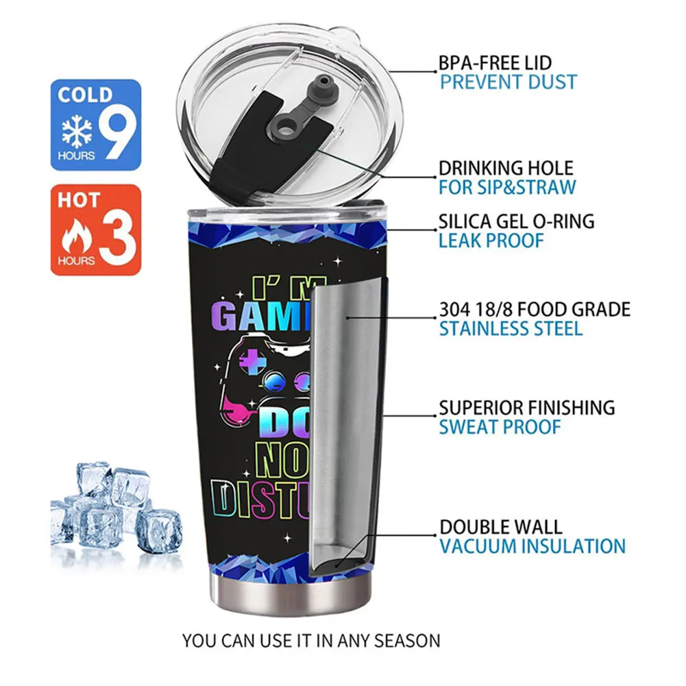 20 унций стакан для геймера из нержавеющей стали с крышкой чашка питья