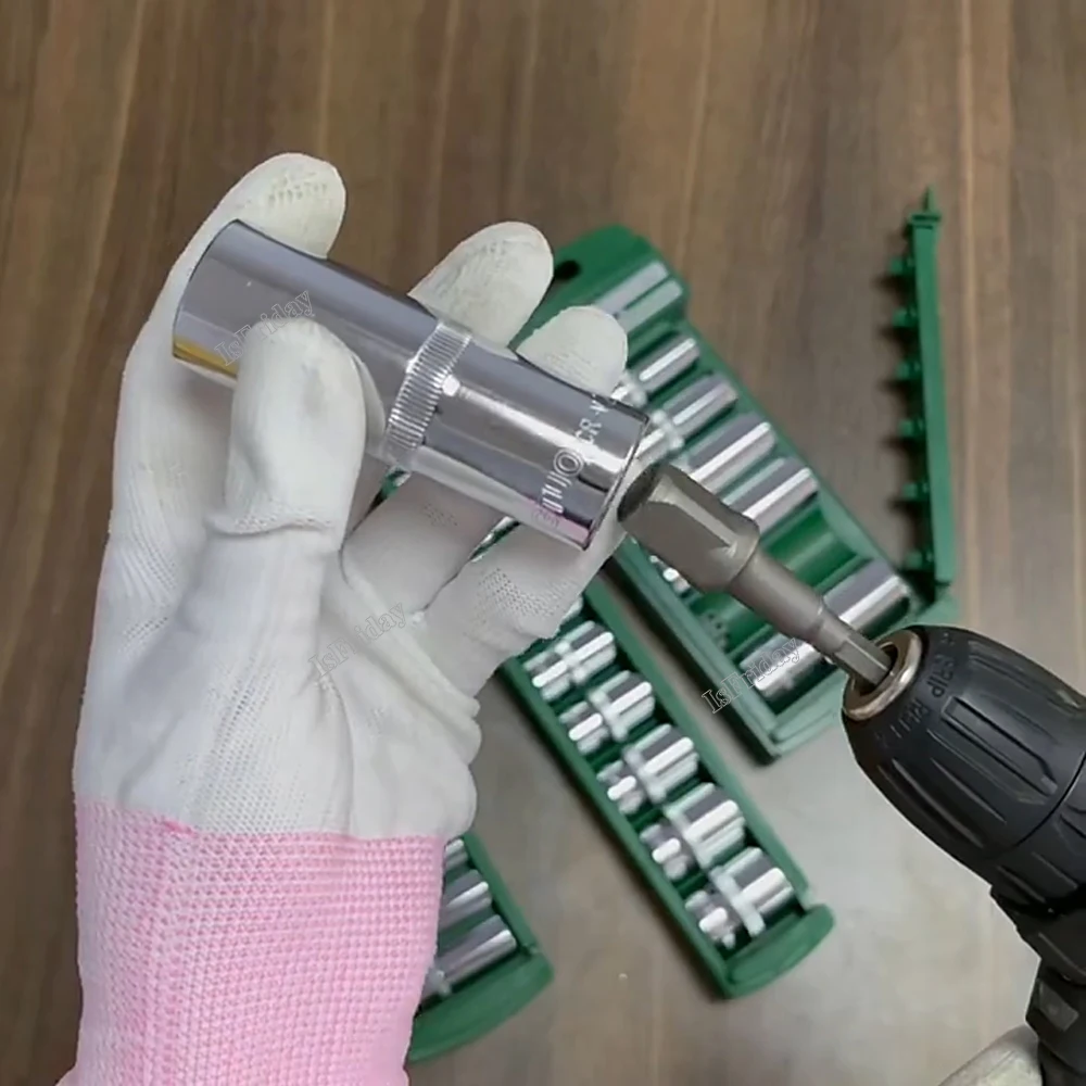 10 шт. 1/4 &quot3/8&quot 1/2 &quotнабор шестигранных головок 12/13/14/15/16/17/19/22 мм удлиненная