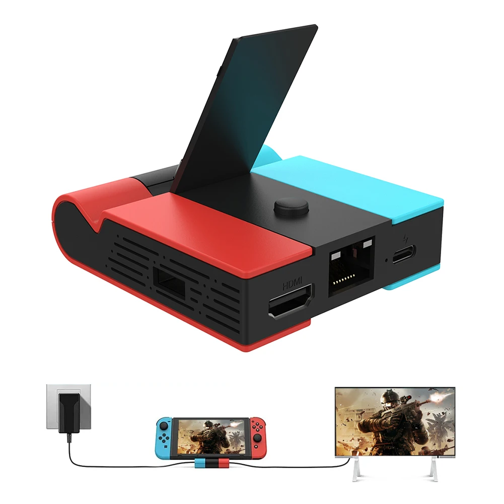 Док-станция для телевизора Nintendo Switch с OLED-дисплеем, переходник с док-станцией на USB C RJ45 4K HDMI, видеоконвертер HD