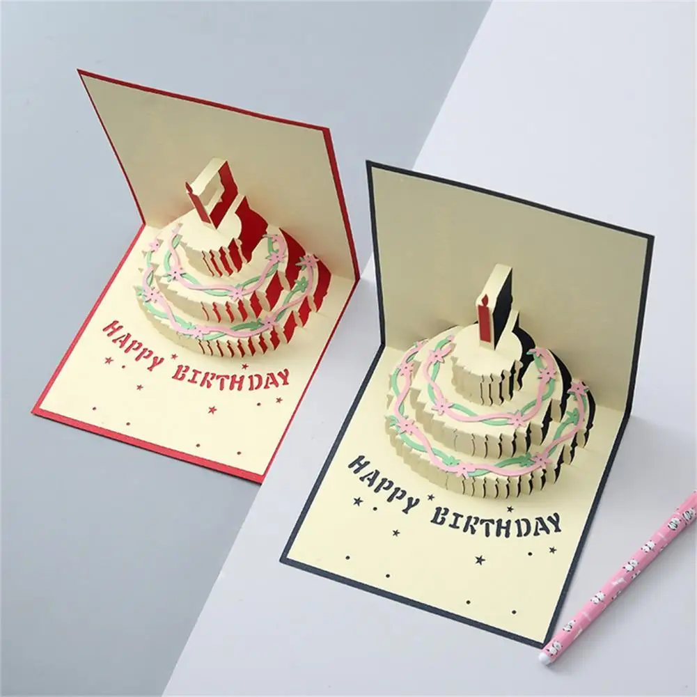 

Wishes Card Chic Lightweight Smooth Surface 3D Design Wishes Card Party Supplies Sculpture Card Blessing Card