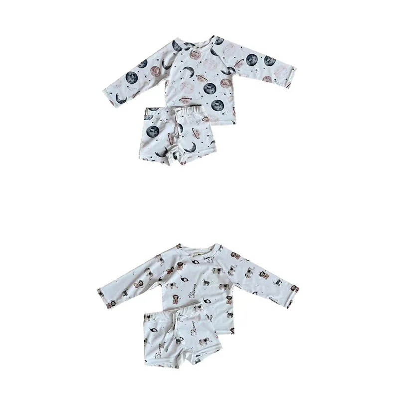

swimwear boys children's cartoon print swimsuit new long-sleeved sunscreen beach spa swimsuit suit baby boy children's swimwear