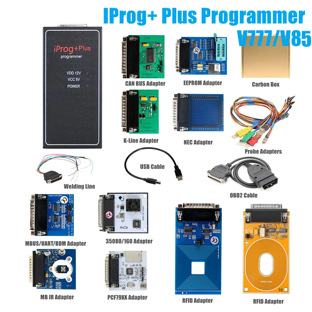 

2023 IPROG + Plus Pro V777 V85 полный адаптер Iprog поддержка IMMO SRS DAF EEPROM приборная панель MCU ECU Программатор