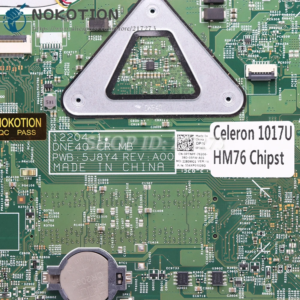 NOKOTION CN-0PTNPF 0PTNPF 12204-1 DNE40-CR MB 5J8Y4 для Dell Inspiron 15R 3421 5421 материнская плата ноутбука SR10A 1017U