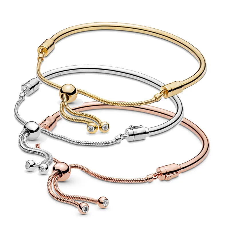 

Розовые, золотые, серебряные моменты, скользящая застежка, Регулируемая Стандартная серебряная подвеска для браслета Пандора, оригинальны...