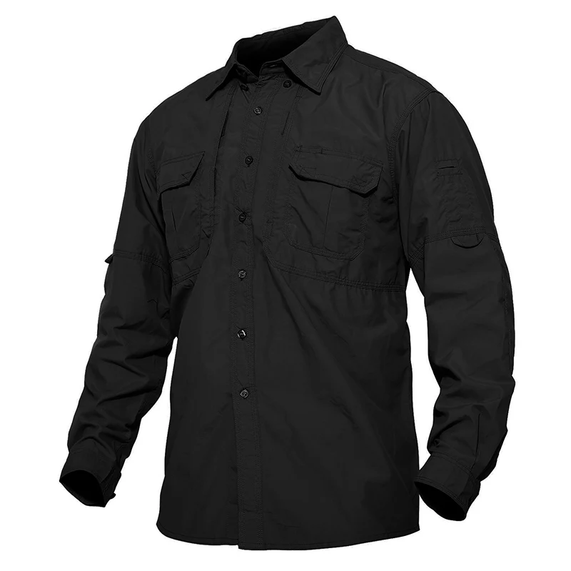 

2022 Men's Tactical Shirts Summer Lightweight Quick Drying Shirts Army Military Shirts Long Sleeve Outdoor Work Cargo Shirts