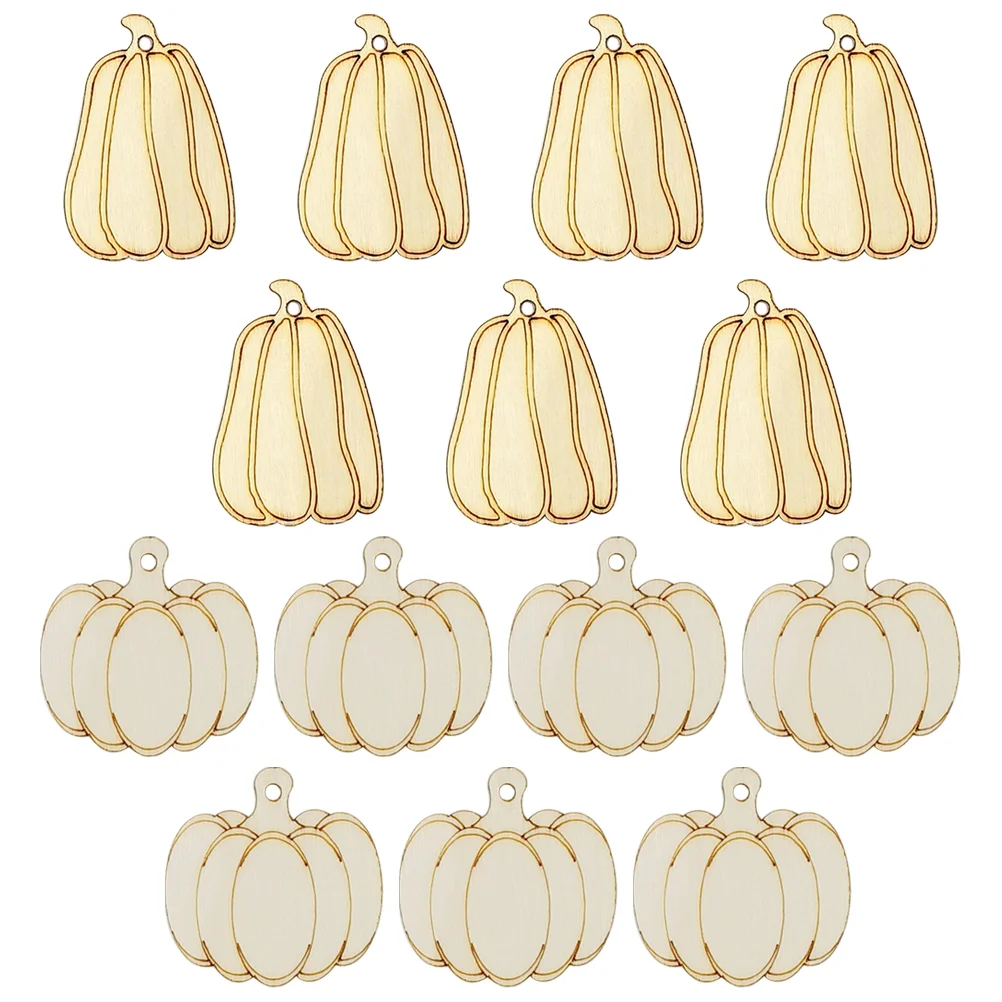 

50 Pcs Pumpkin Chips Wooden Tag Crafts Blank Halloween Decor Pendant DIY Supplies Material Unfinished Slices Tabs