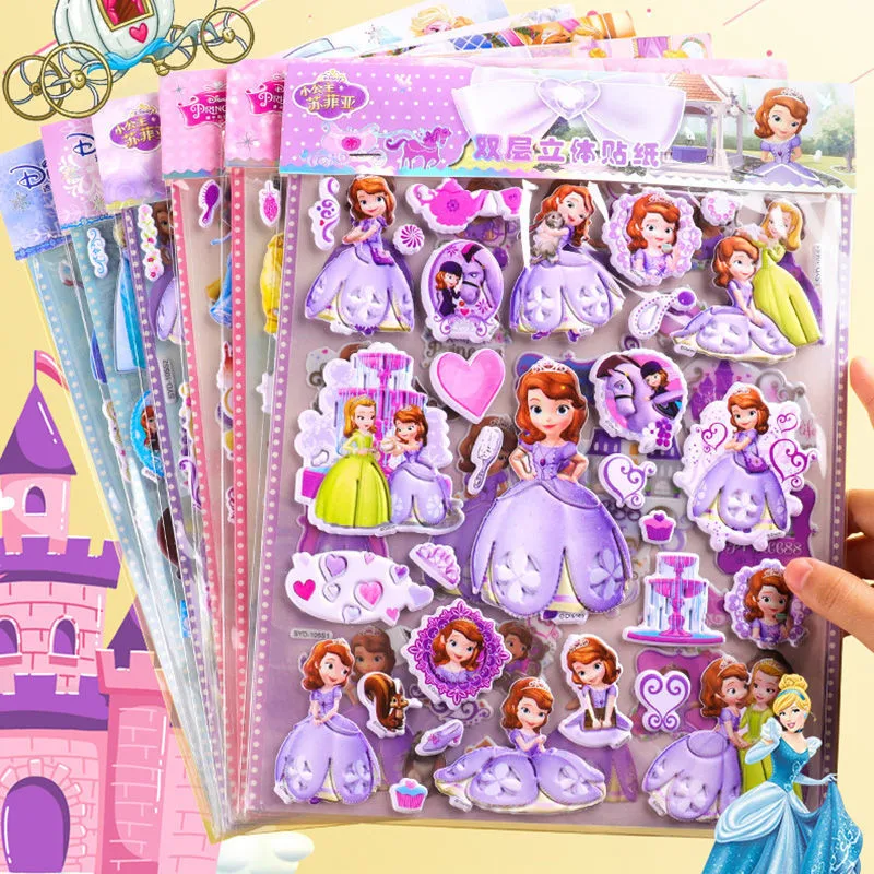Disney Frozen Princess toy stickers little pony 3D Stickers for kids Cute Cartoon Children's reward girls boy gifts |
