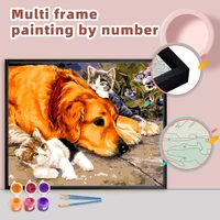 ruopoty diy painting by numbers with multi aluminium frame kits 60x75cm dog cat diy craft coloring by numbers home decor gift