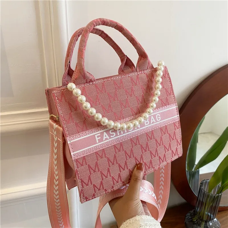 

Large Capacity Tote Bag Women's Bag 2022 New Fashion Print Shoulder Bag Pearl Chain Messenger Bag Handbag