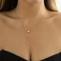 purui simple thin chain with star pendant necklace for women trendy gold color long tassel choker necklace 2022 fashion jewelry