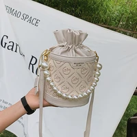 korean pearl cross messenger portable bucket 2022 new summer splicing ling lattice style shoulder bag wholesale purses handbags