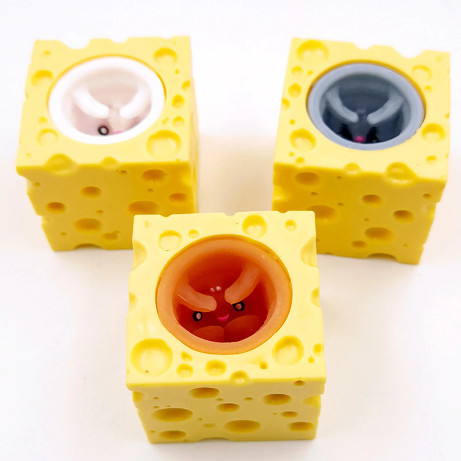

Squeeze Cheese Mice Toy Cheese Cup Mouse Pinch Toy Creative Animal Cheese Cup Toy Stress Relief Decompression Squeezing Toy