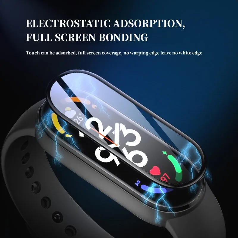 3D Curved Film For Xiaomi Mi Band 8/8 NFC Smartwatch Screen Protectors Full Screen Overlay Soft Tempered Film For Mi band 8