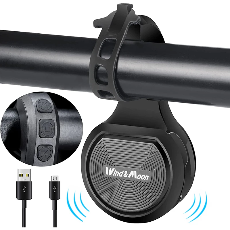 

Bike Bell USB Recharged High Decibel Electric Horn Alarm IPX6 Waterproof MTB Road Bike Ring Suitable for 22-32 mm Handlebar
